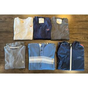 Men’s M Fall Lot (6): Hollister Sweaters & Rain Jacket, Polo, and American Eagle